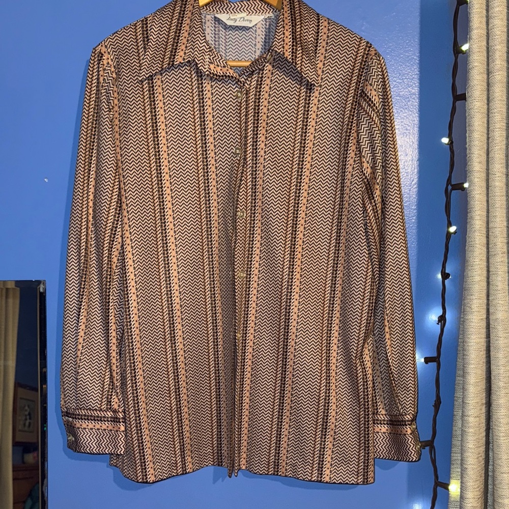 🐻⚡️🍦🧡Vintage Chevron Patterned Blouse